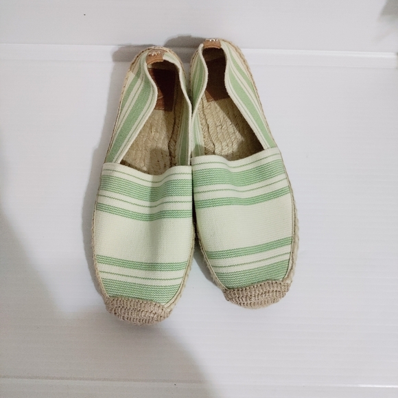 Tory Burch Awning Ivory striped elastic espadrille flat, shoes women's… - Picture 1 of 7
